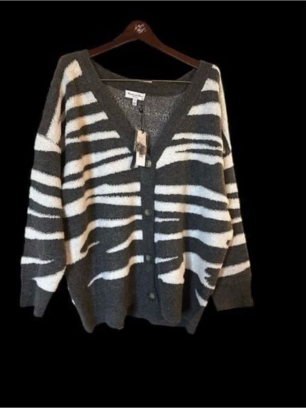 NWT Michael Stars Charcoal Combo Nell Cardigan Thick Sweater-2X or 3X
